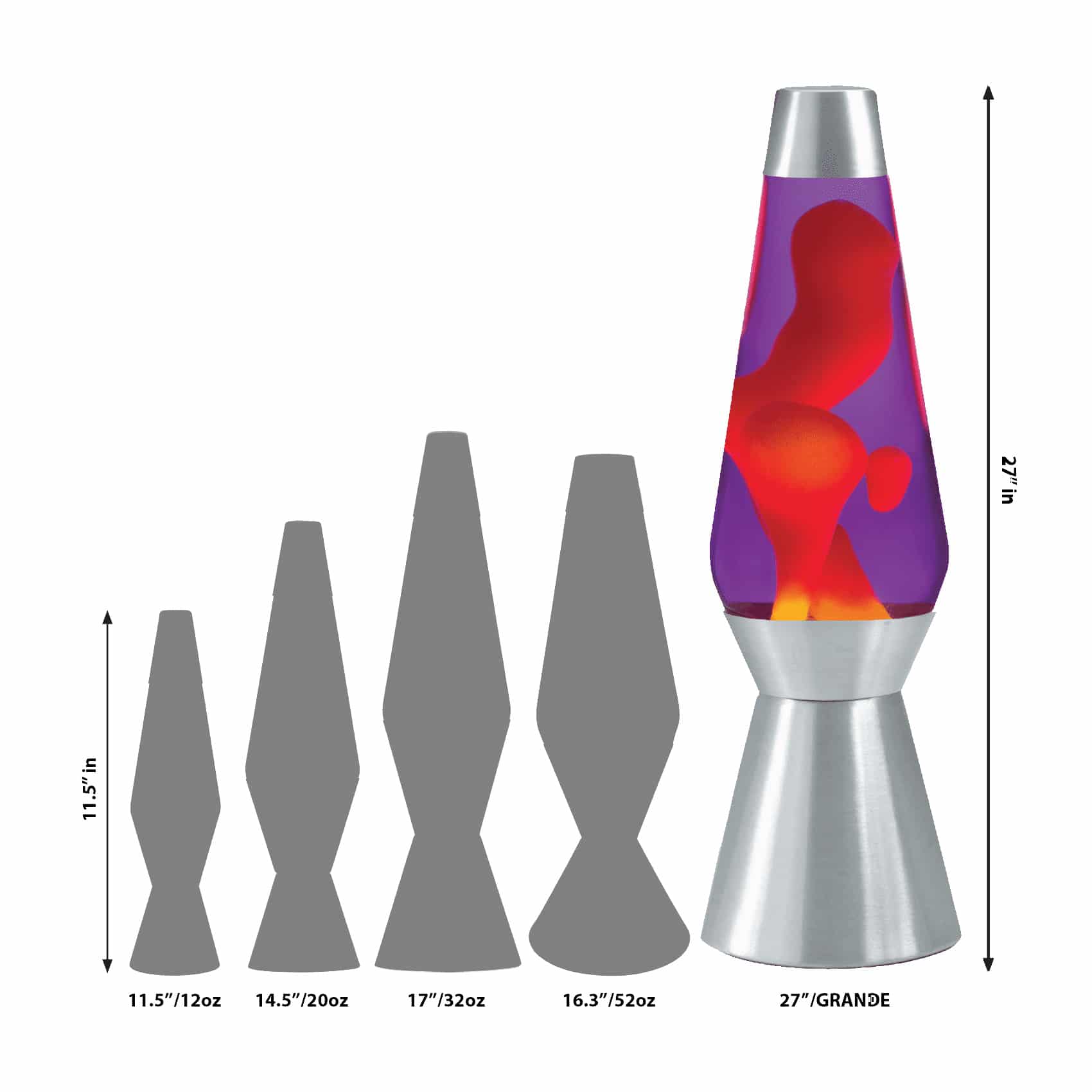 27" LAVA LAMP GRANDE - YELLOW/PURPLE/SILVER